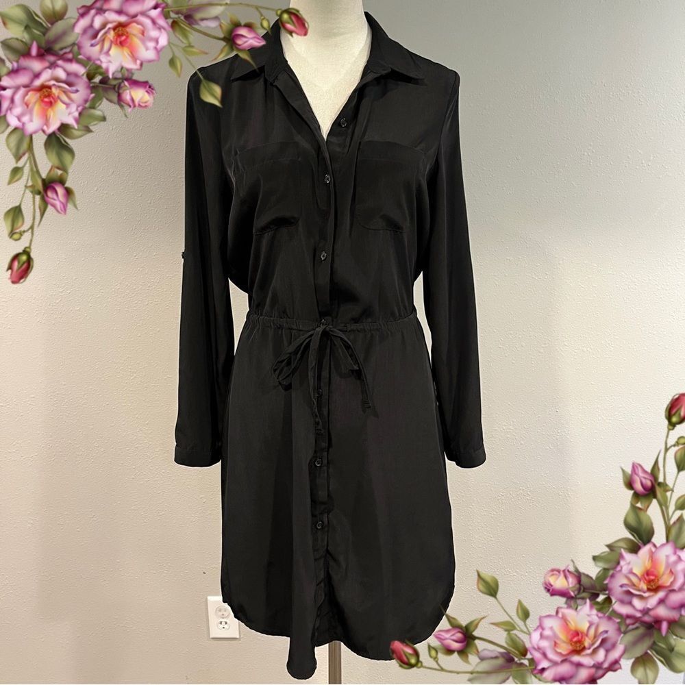 Old Navy black button down long sleeve Shirt Dress size small